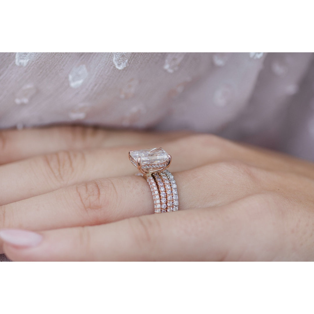 3.55 CT Radiant cut Hidden halo Moissanite Engagement Ring