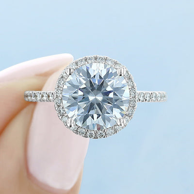 3.50 ct Round Halo Micro-Prong Moissanite Engagement Ring