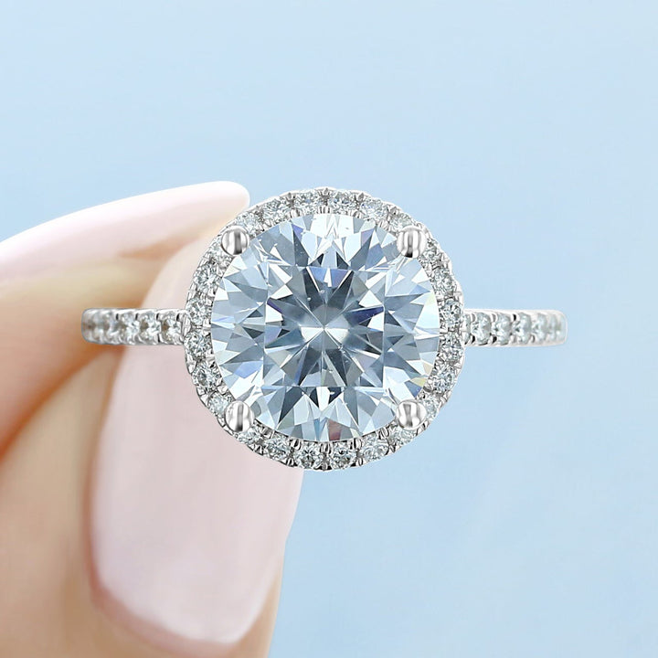 1.93CT Pear Cut Hidden Halo Moissanite Engagement Ring in 18K Rose Gold