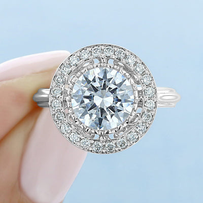 2.0ct Round Brilliant Cut Moissanite Unique Engagement Ring