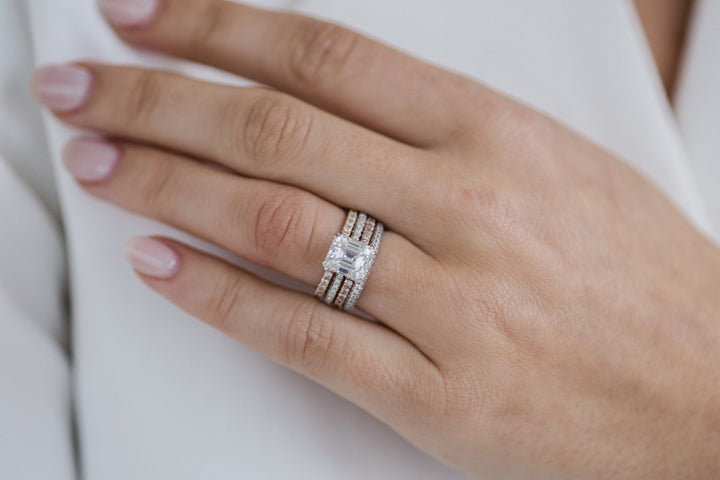 2.30CT Ascher Cut Hidden Halo Moissanite Diamond Engagement Ring
