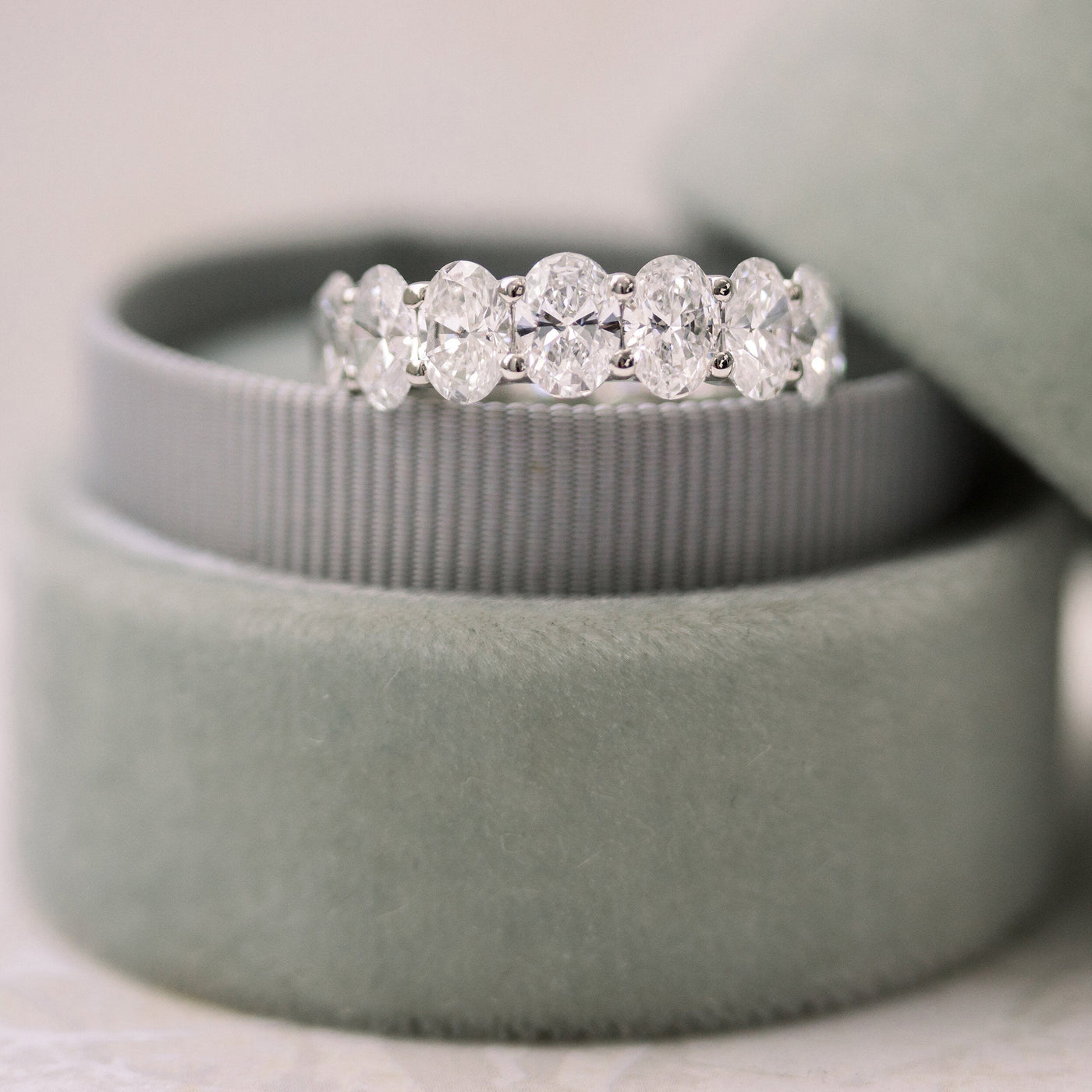 Oval Cut Moissanite Full Eternity Wedding Band