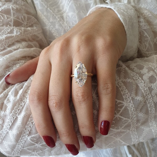 7.95CT Marquise Diamond Moissanite Engagement Ring