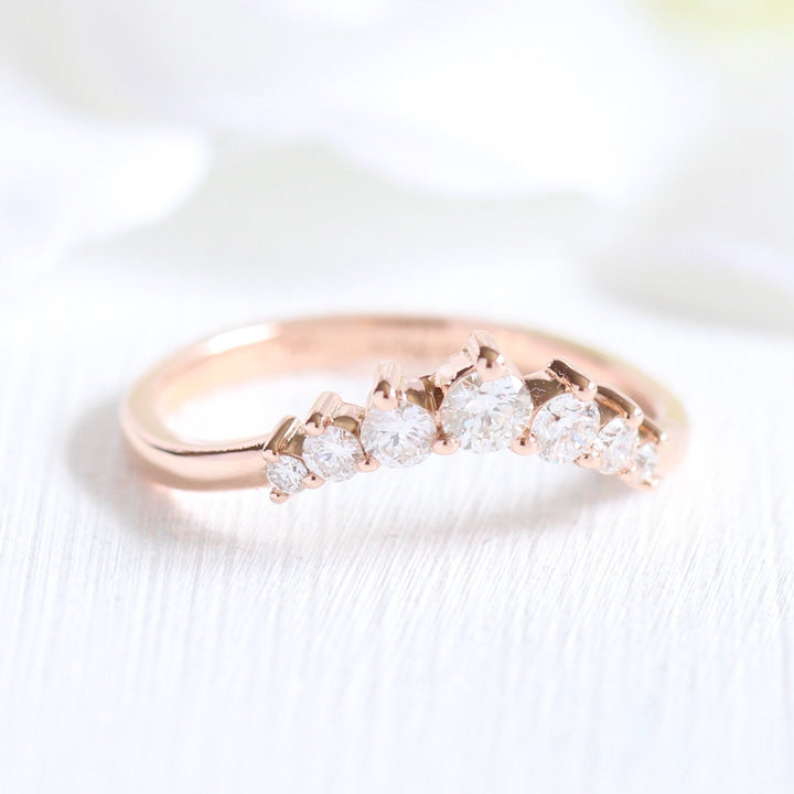 1.60ct Emerald Cut Moissanite Halo Ring With Curved Matching Band