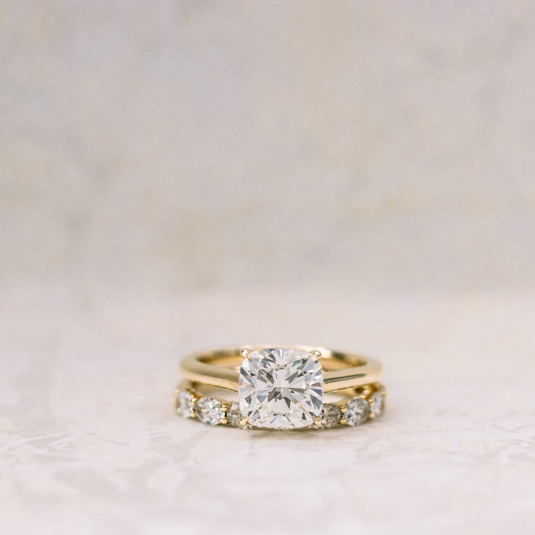 2.25ct Cushion Cut Moissanite Diamond Cathedral Solitaire Engagement Ring