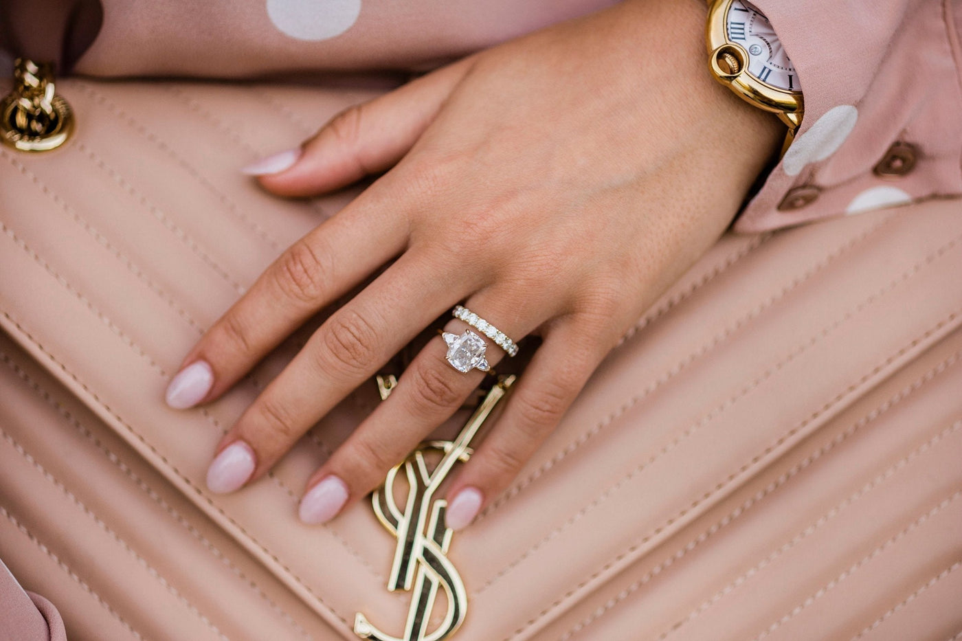 4.20CT Elongated Cushion Cut Three Stone Moissanite Diamond Engagement Ring