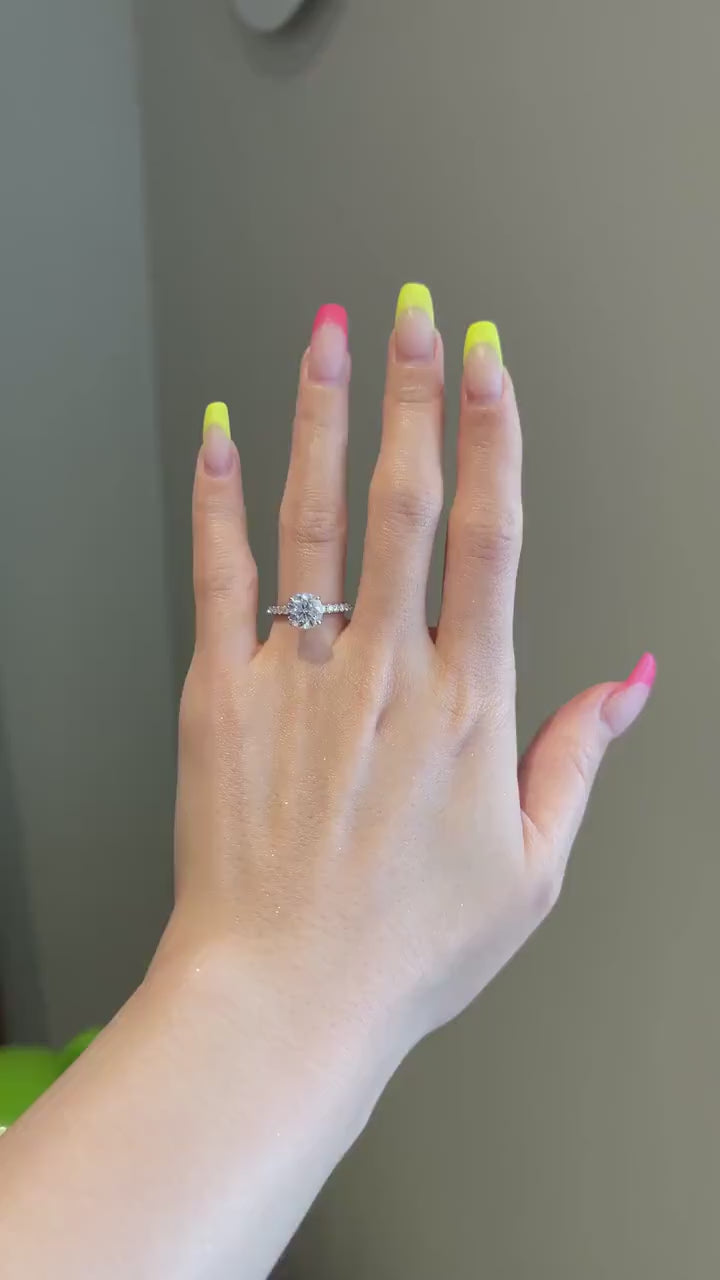 Round Diamond Hidden Halo Moissanite Engagement Ring