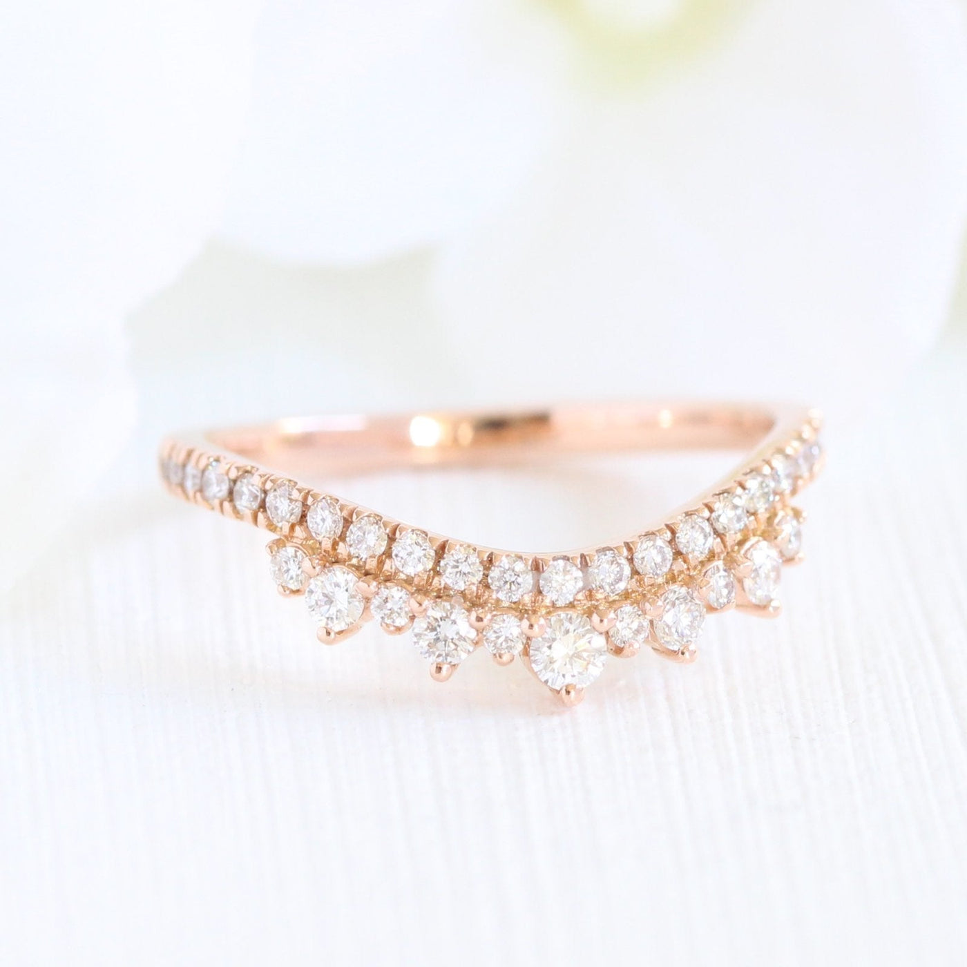 Pear cut moissanite with bridal band set 14k in rose gold