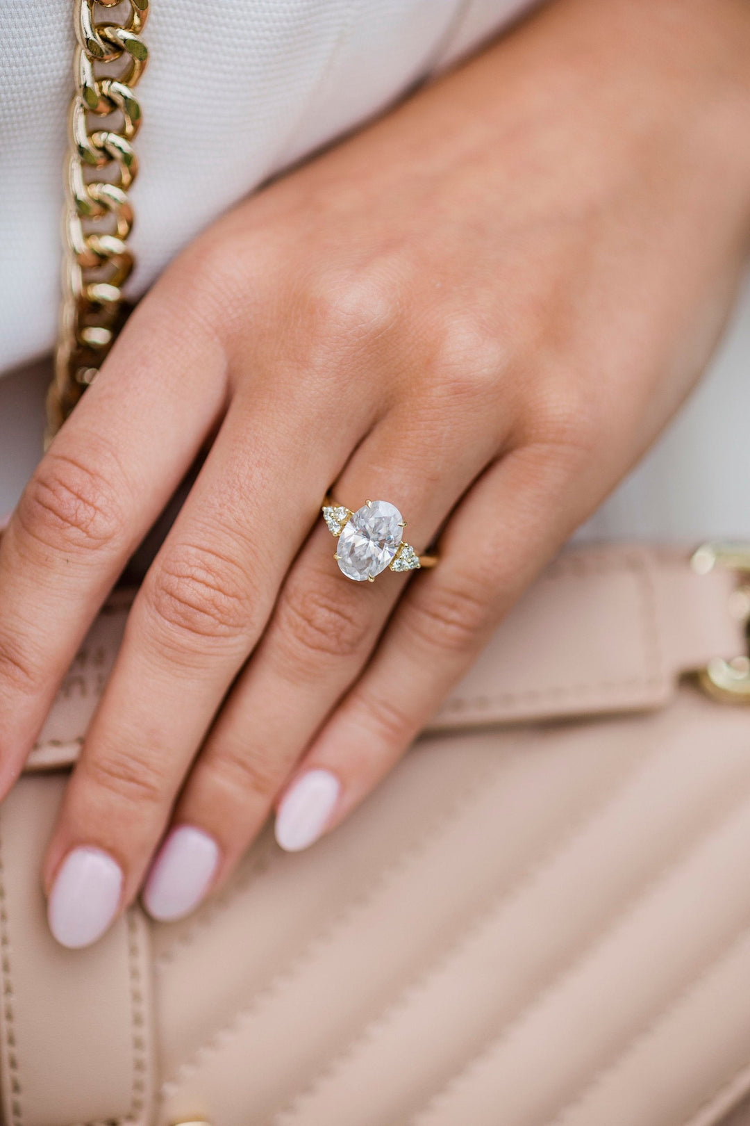 4 CT Oval cut Four Prong Moissanite Engagement Ring