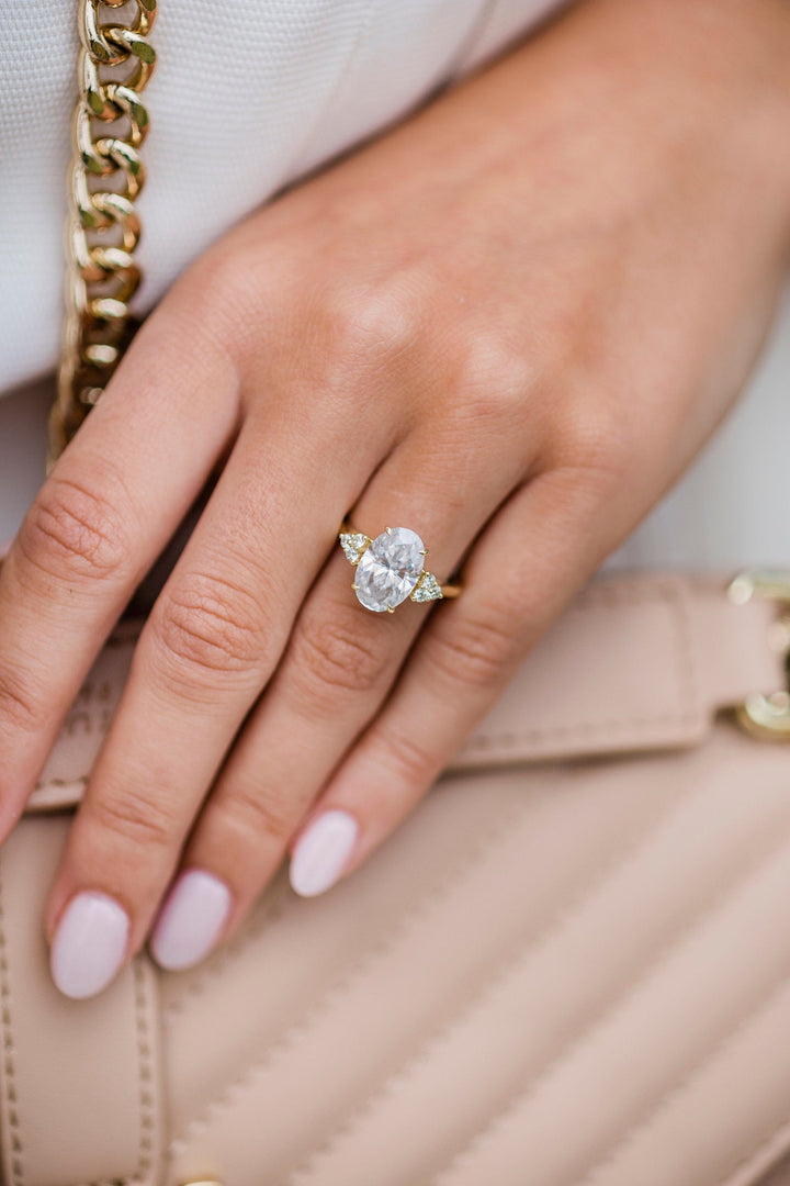 4 CT Oval cut Four Prong Moissanite Engagement Ring