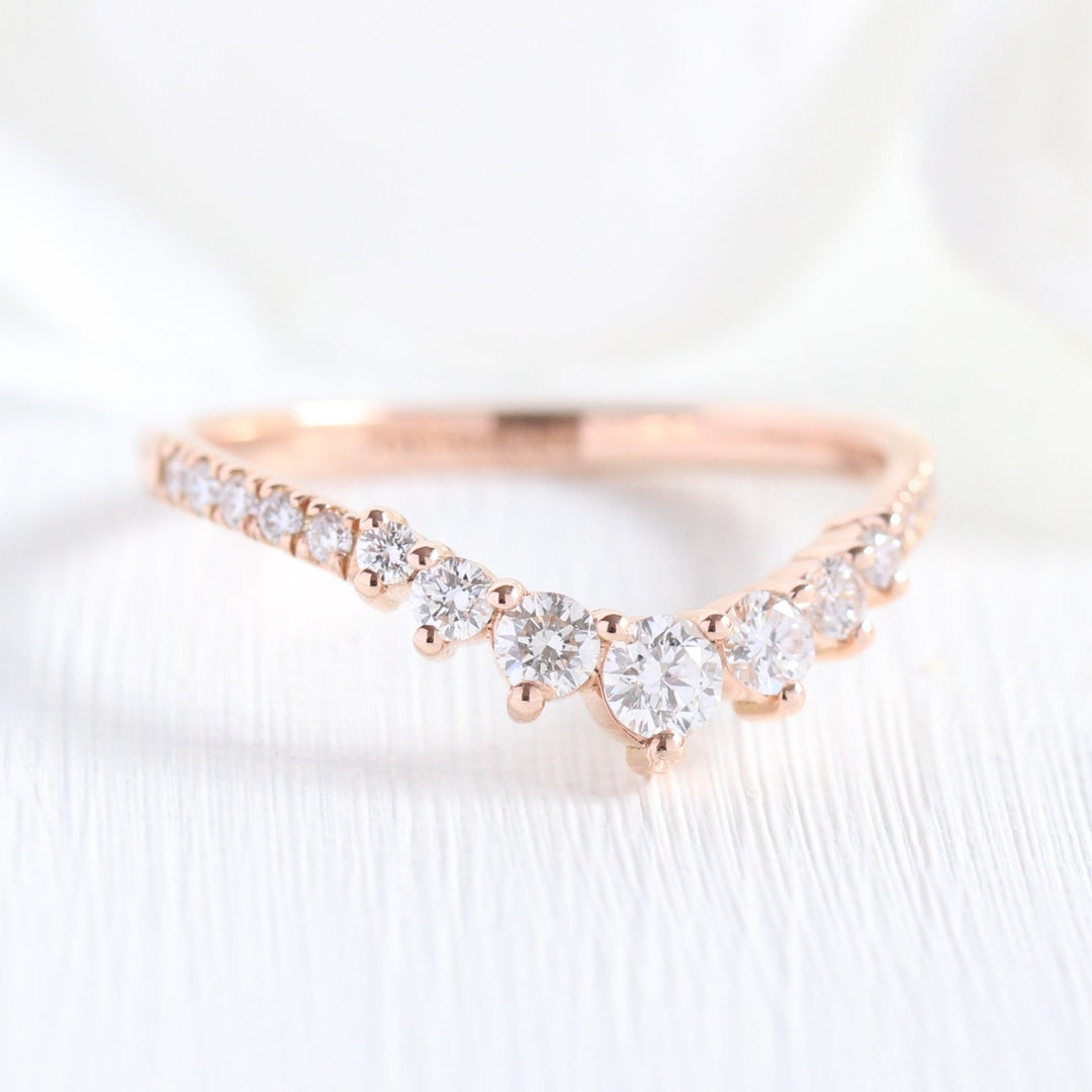 Pear cut moissanite with bridal band set 14k in rose gold