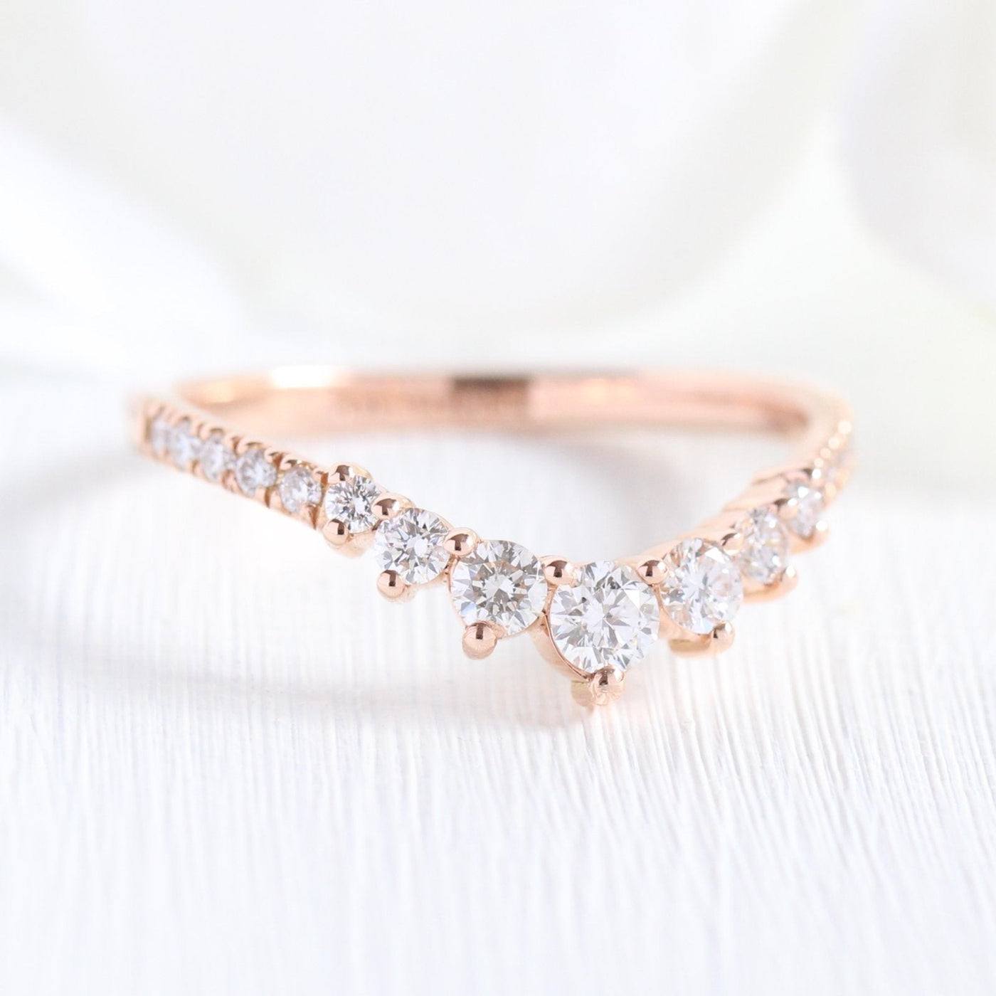 Pear cut moissanite with bridal band set 14k in rose gold