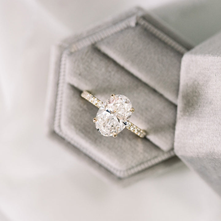 1.75CT Oval Cut Moissanite Classic Pave Diamond Engagement Ring