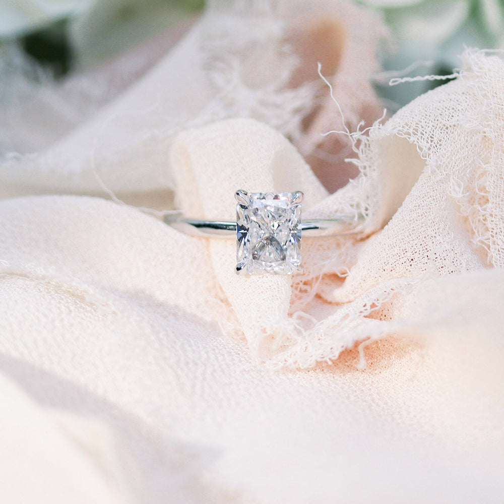 3.0ct Radiant Cut Moissanite Diamond Solitaire Engagement Ring