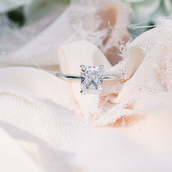 3.0ct Radiant Cut Moissanite Diamond Solitaire Engagement Ring