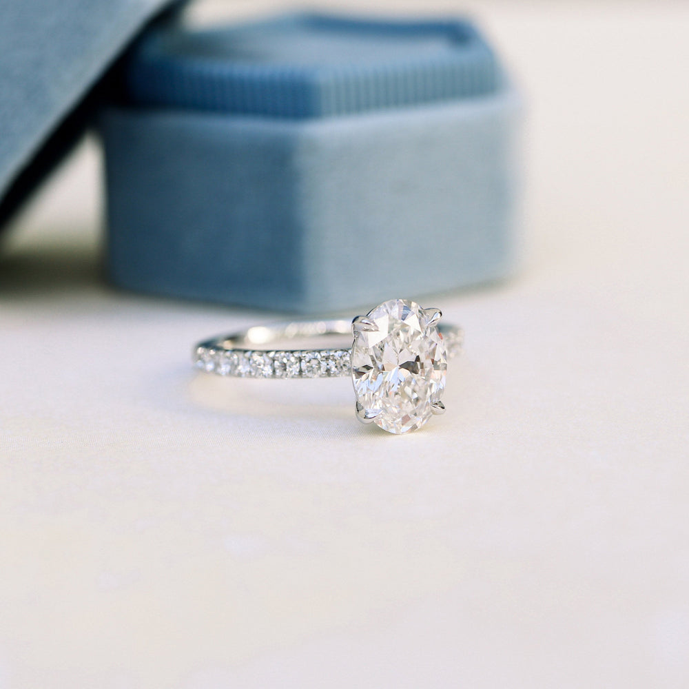 2.25CT Oval Cut Moissanite Pave Diamond Engagement Ring