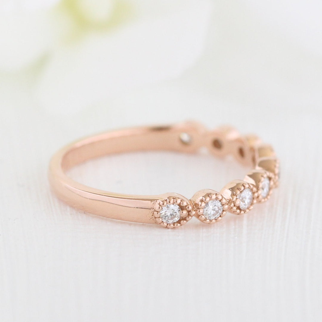 Round Cut Moissanite Ring With  Diamond Band