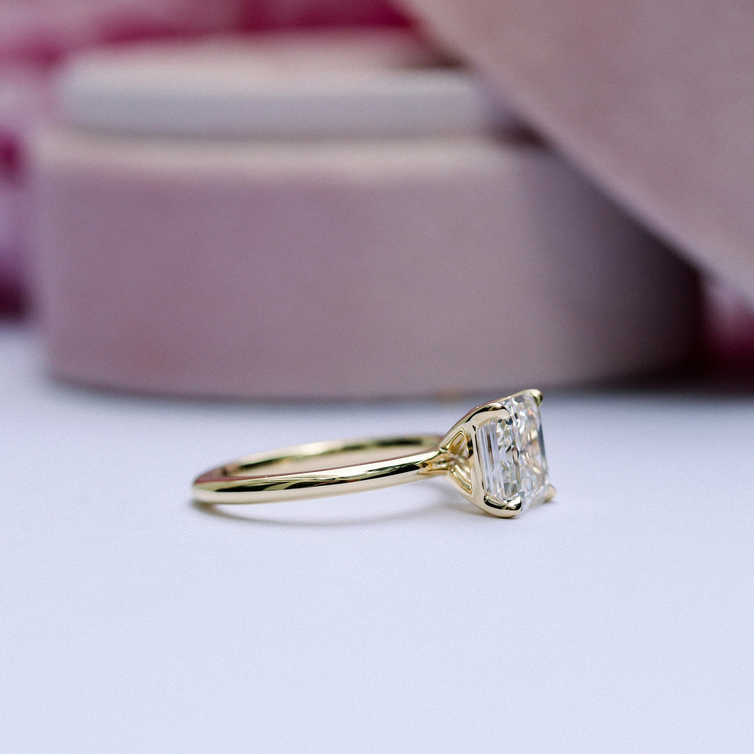 2.0ct Asscher Cut Moissanite Diamond Petite Solitare Engagement Ring