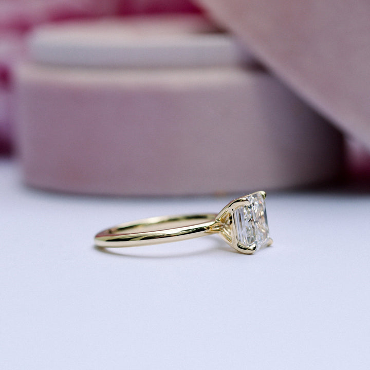 2.0ct Asscher Cut Moissanite Diamond Petite Solitare Engagement Ring