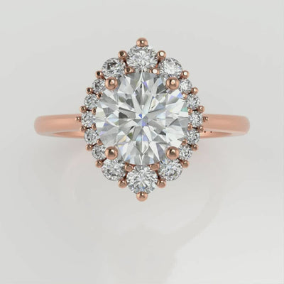 1.0ct Round Brilliant Diamond Halo Moissanite Engagement Ring