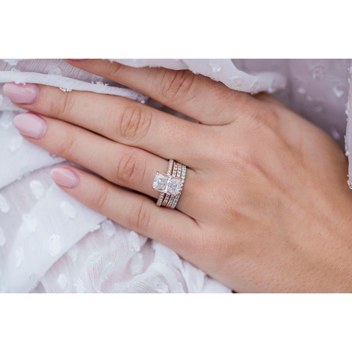3.55 CT Radiant cut Hidden halo Moissanite Engagement Ring