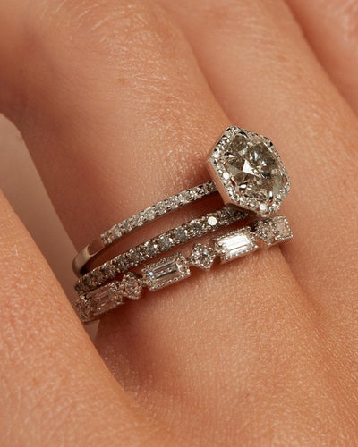 0.55CTW Round Brilliant & Baguette Cut Half Eternity Wedding Band