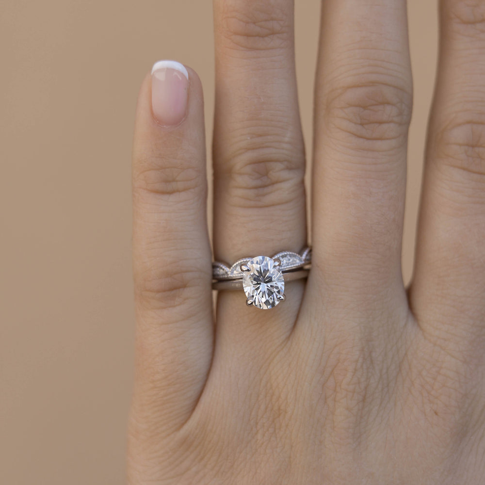 0.12ct Round Brilliant Cut Moissanite Unique Eternity Diamond Wedding Band