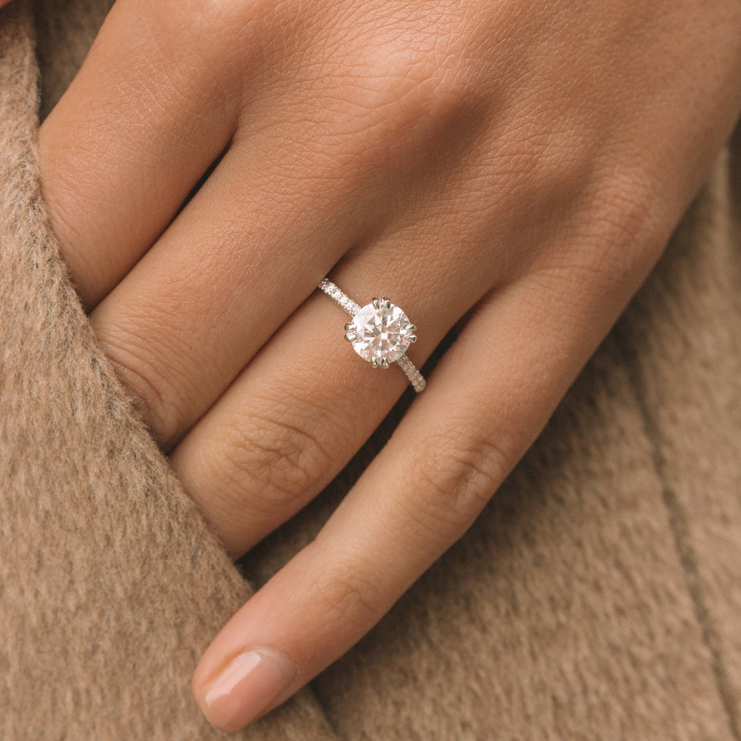 1.25 ct Round cut Hidden Halo Moissanite Engagement Ring