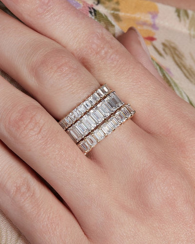 4.50CTW Emerald Cut Full Eternity Stacking Wedding Band
