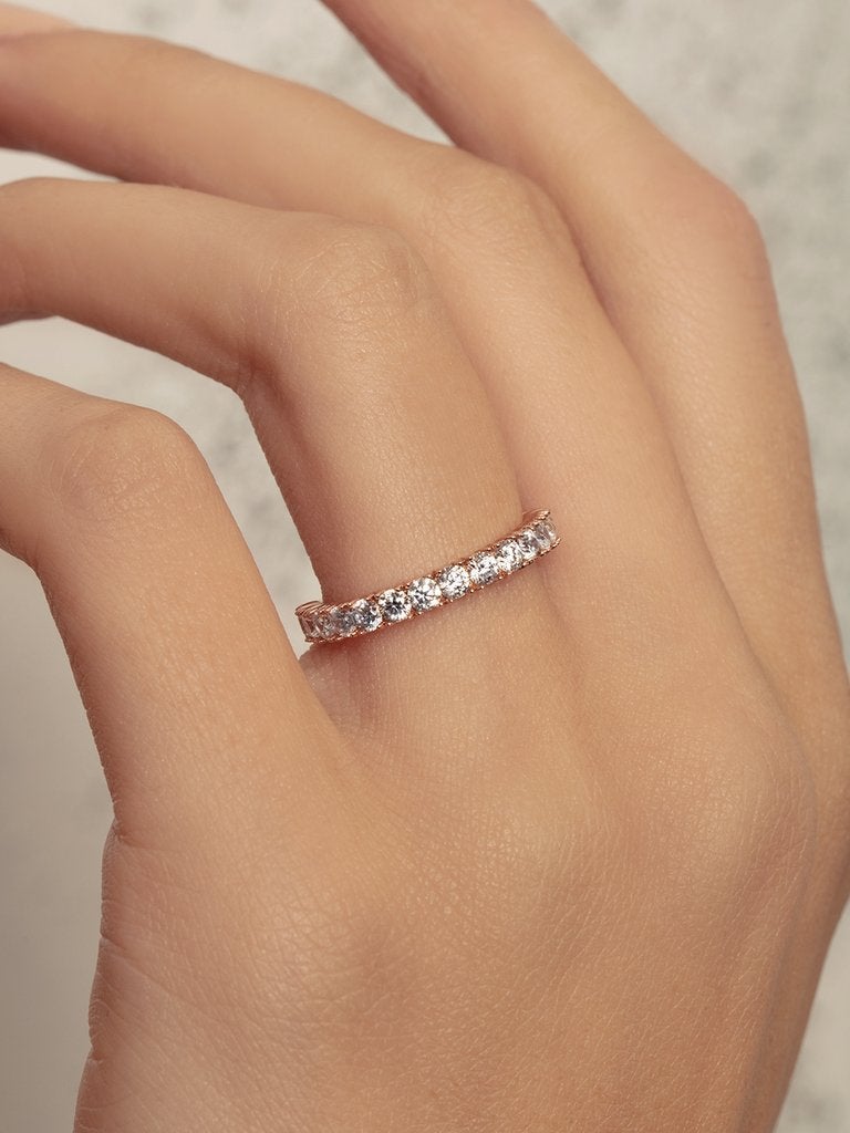 0.35CTW Round Brilliant Cut Half Eternity Perfect Moissanite Wedding Band