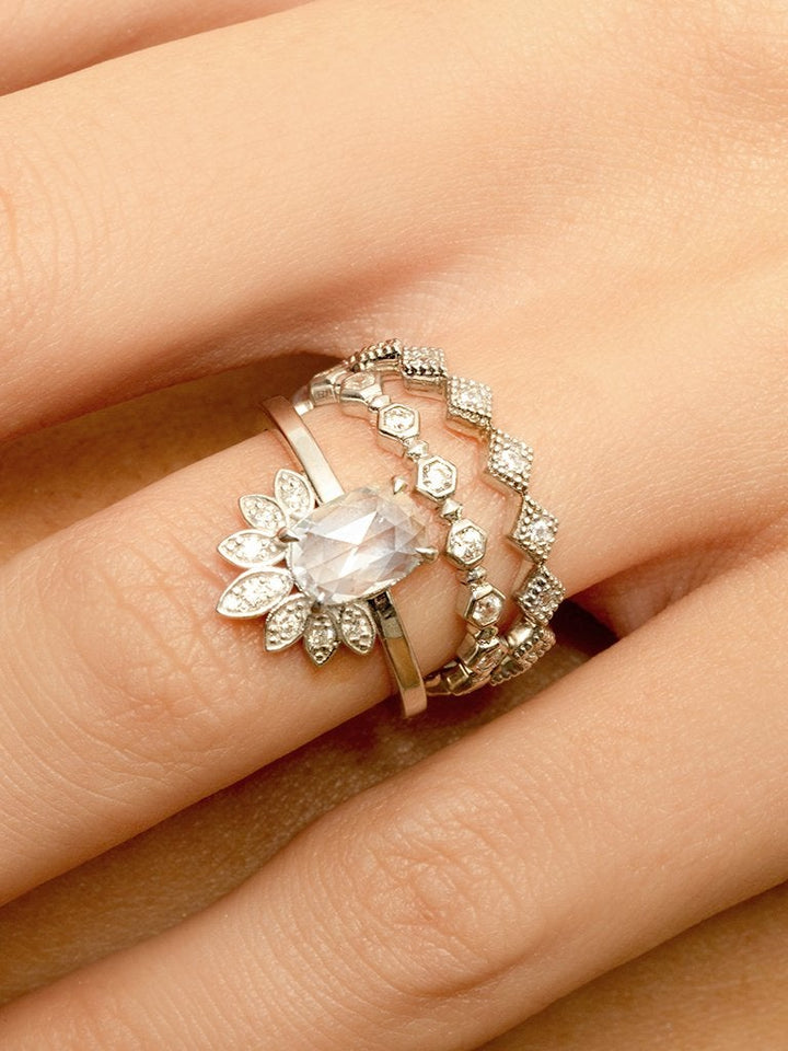 0.25CTW Round Brilliant Cut Bezel Set Unique Stacking Wedding Band