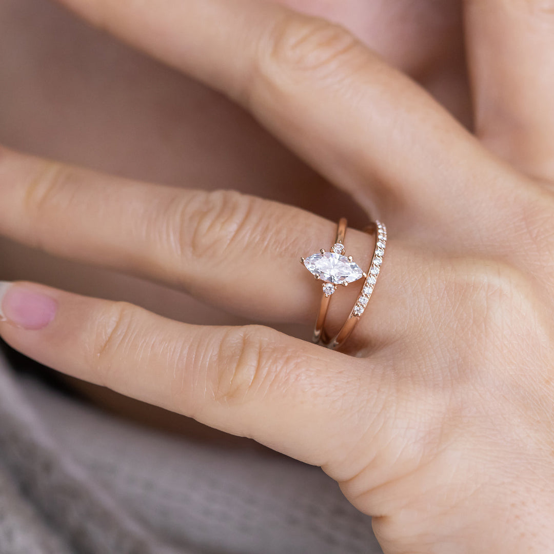 1.0 CT Marquise Cut Moissanite Engagement Ring