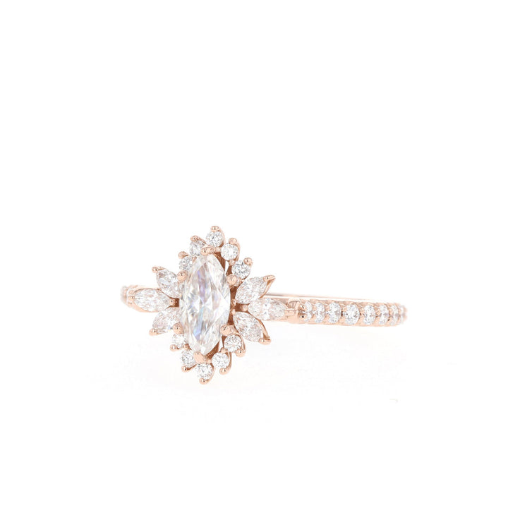 1.0CT Marquise Cut Cluster Moissanite Diamond Engagement Ring