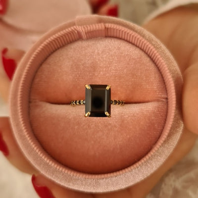 2.70CT Emerald Cut Black Diamond Moissanite Engagement Ring