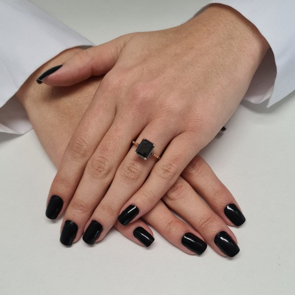 3.9CT Emerald cut Black Diamond Moissanite Engagement Ring