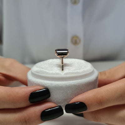 3.9CT Emerald cut Black Diamond Moissanite Engagement Ring