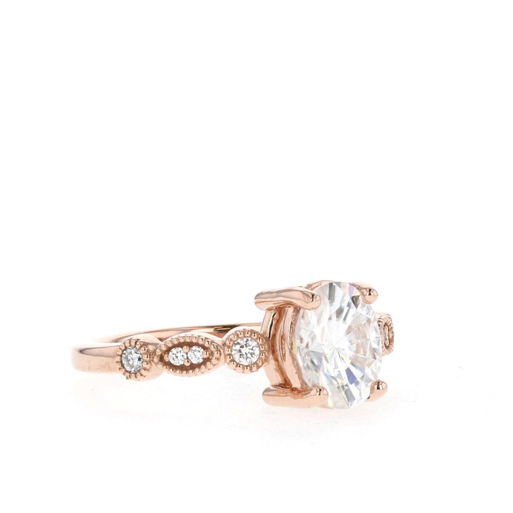 2.5CT Oval Moissanite Unique Pave Diamond Engagement Ring