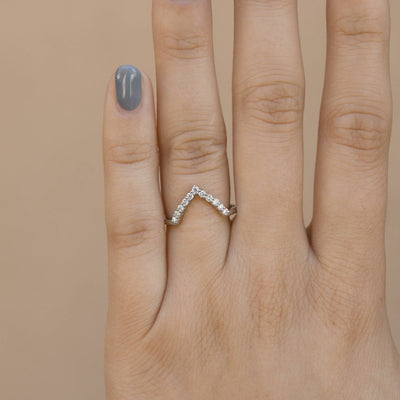 0.20ct Round Cut Moissanite Diamond Chevron Wedding Band