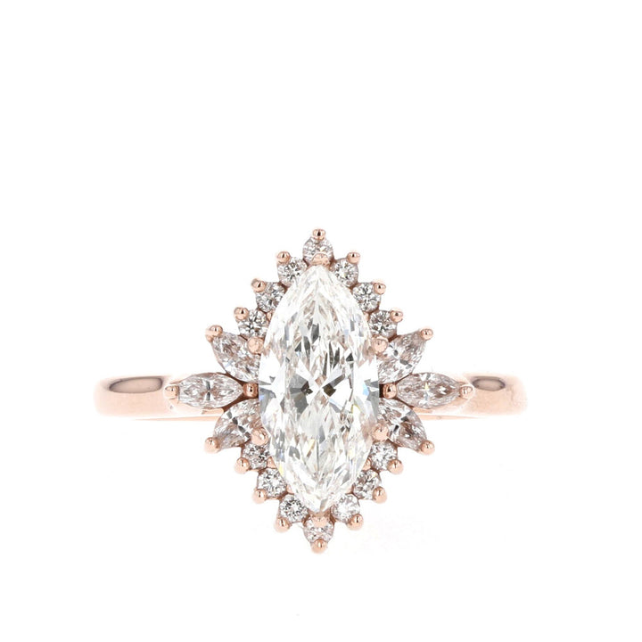 1.0CT Marquise Cut Cluster Moissanite Diamond Engagement Ring