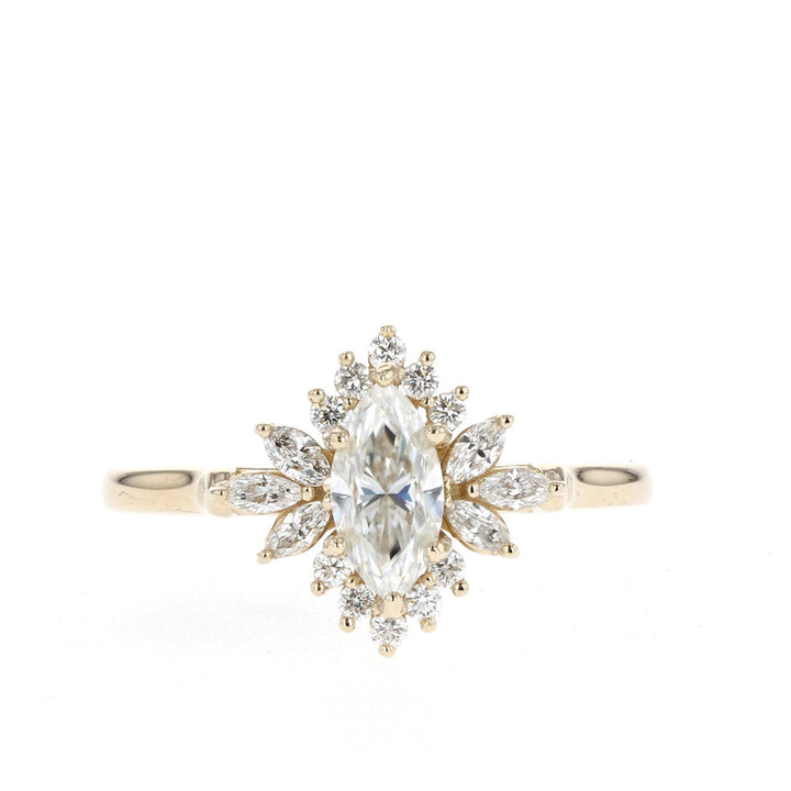 1.0CT Marquise Cut Cluster Moissanite Diamond Engagement Ring