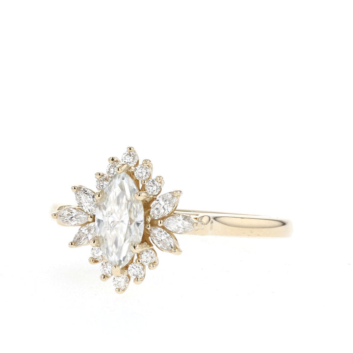 1.0CT Marquise Cut Cluster Moissanite Diamond Engagement Ring