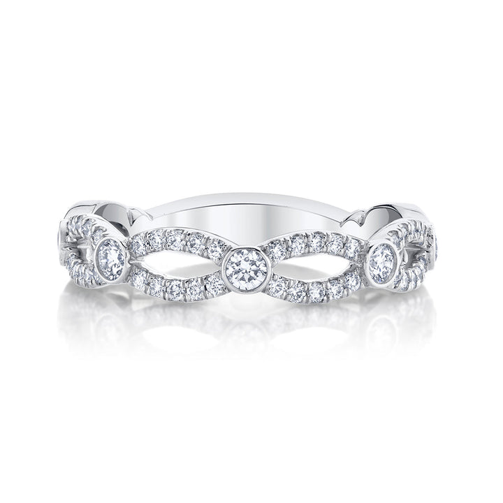 0.35ct Round Cut Petite Moissanite Diamond Criss Cross Wedding Band
