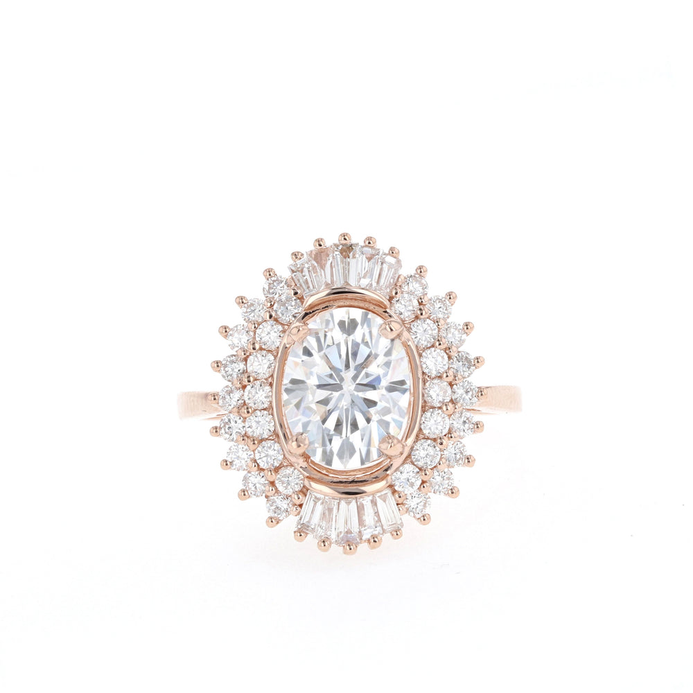 1.70CT Oval Moissanite Cluster Diamond Engagement Ring