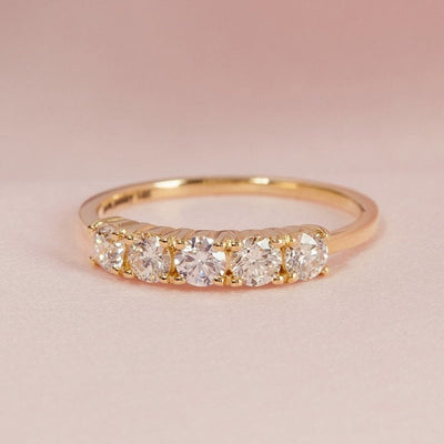 0.40CTW Round Brilliant Cut Half Eternity 5 Stone Wedding Band