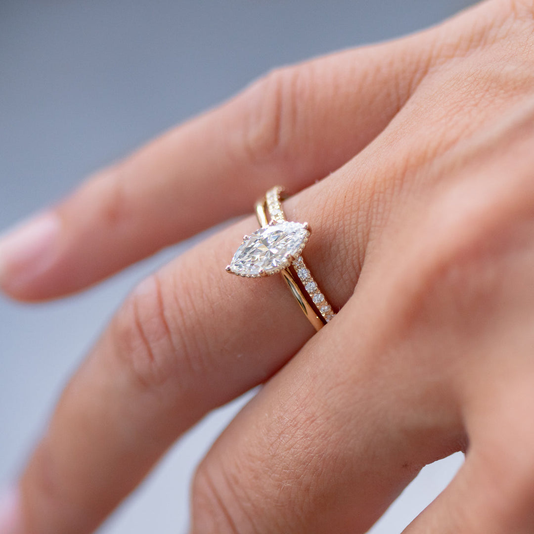1.0CT Marquise Cut Moissanite Engagement Ring
