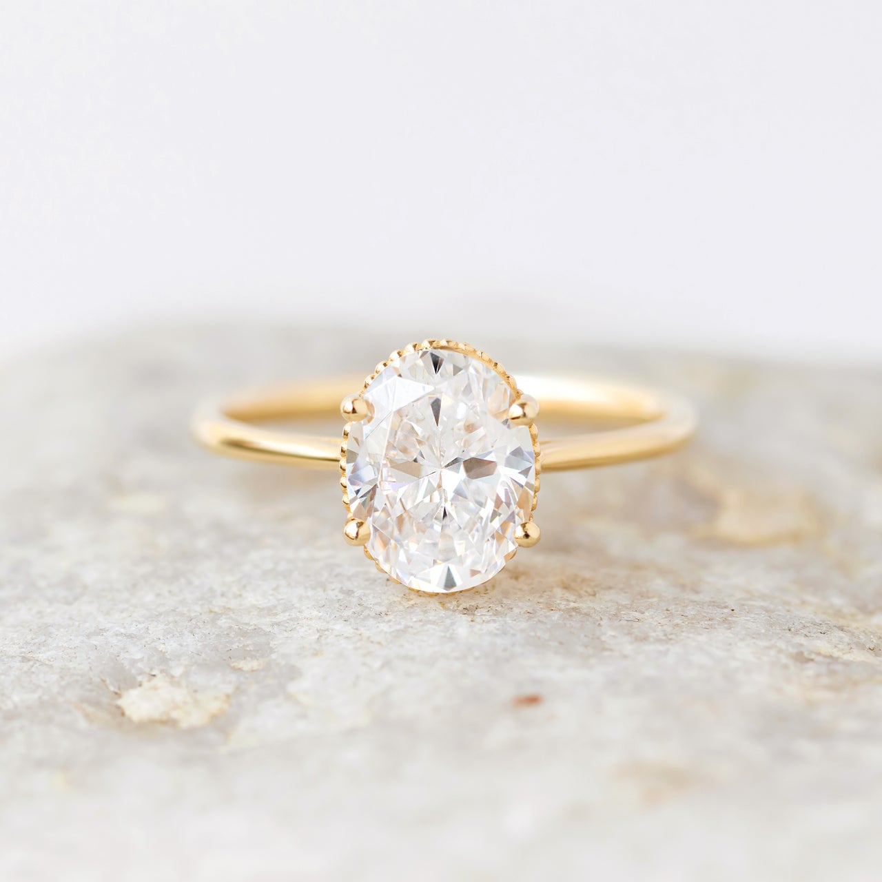 1.93CT Oval Cut Solitaire Moissanite Engagement Ring in 14K Rose Gold