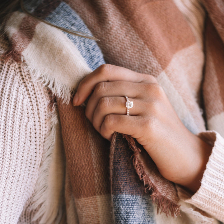 1.50 ct Cushion cut Hidden halo Moissanite Engagement Ring