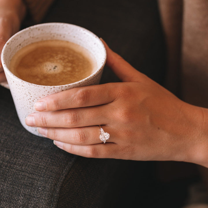 3.0CT Oval Cut Three Stone Moissanite Engagement Ring in 14K White Gold