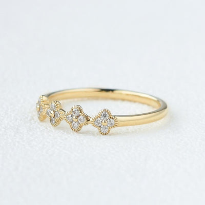 0.12CTW Round Brilliant Cut Moissanite Unique Wedding Band