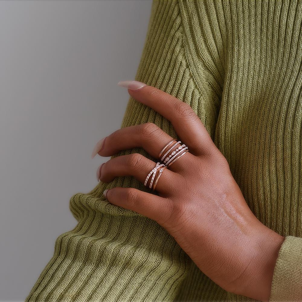 0.35CT Round Brilliant Cut Flexible Gift Wedding Band for Her